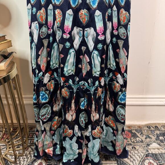 Temperley London Quartz Maxi Dress 100% Silk Botanical Ruffle Size 6 Elegant - Picture 5 of 16